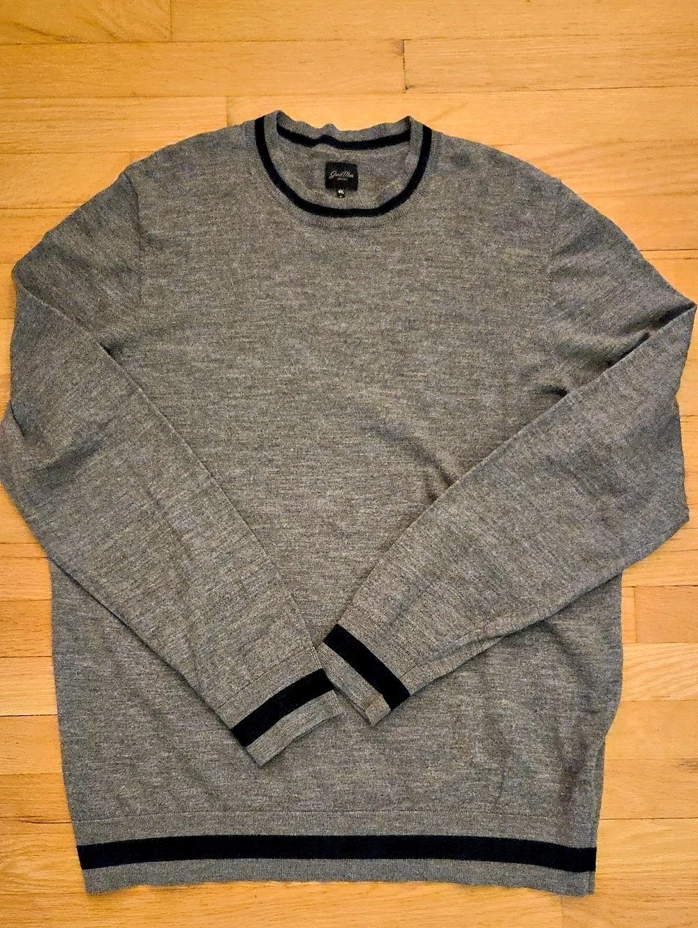 Good Man Brand Men's 4XL Grey Navy Tipped Merino Wool Sweater 4X Big & Tall
